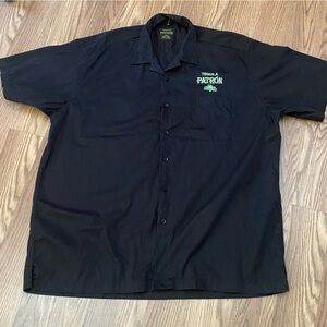 Tequila Patron Button Up Shirt Size XL Embroidered Logo Short Sleeve Black  Read